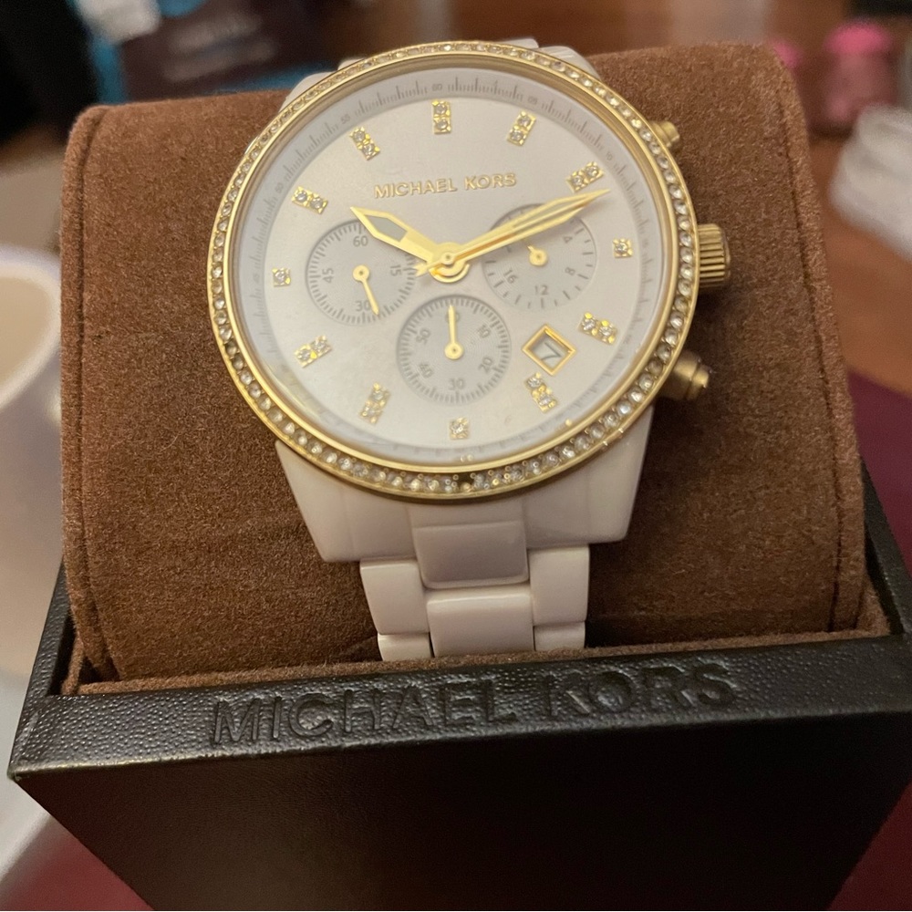 Michael Kors Watch-Women’s- White & Gold